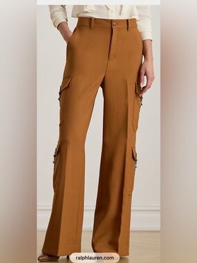 Lauren Ralph Lauren Wool-Blend Serge Wide Leg Cargo Pant BNWT